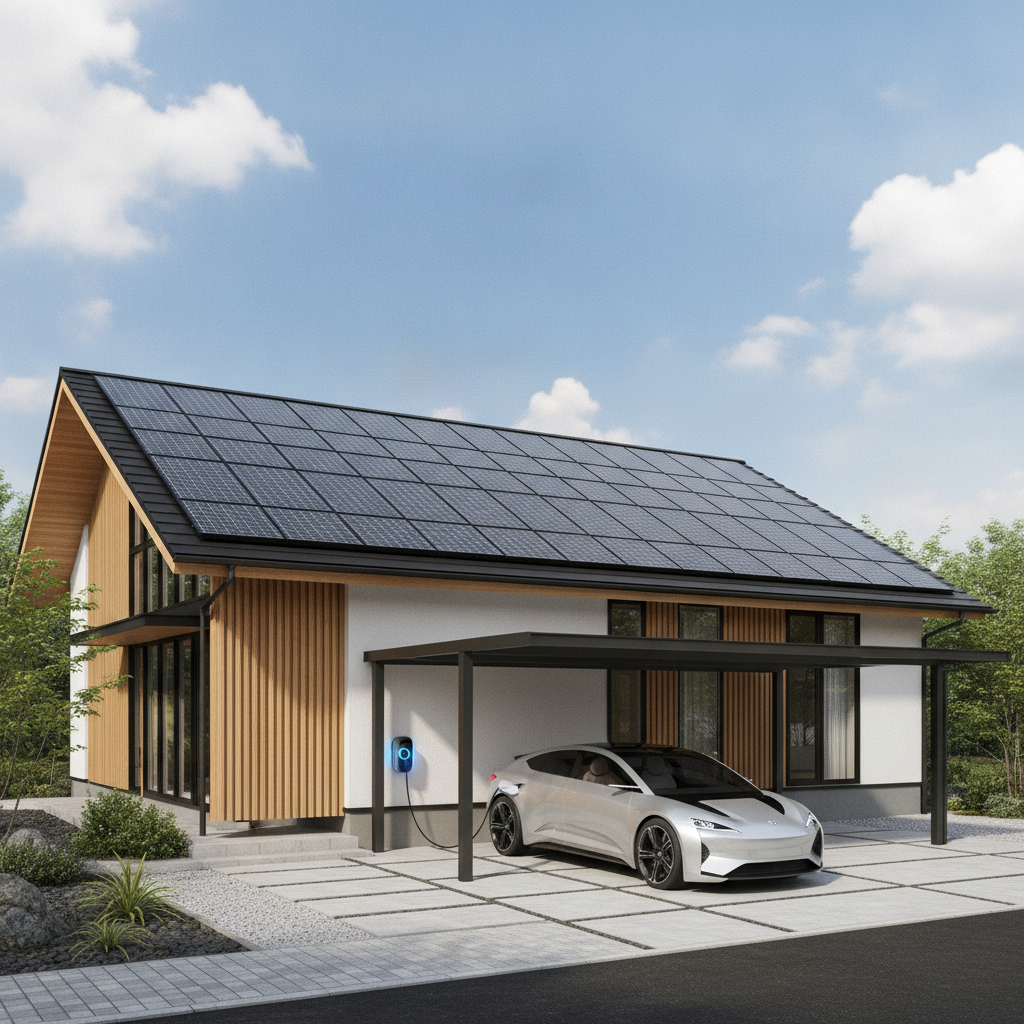 電気自動車の充電設備を備えた次世代型の省エネ住宅