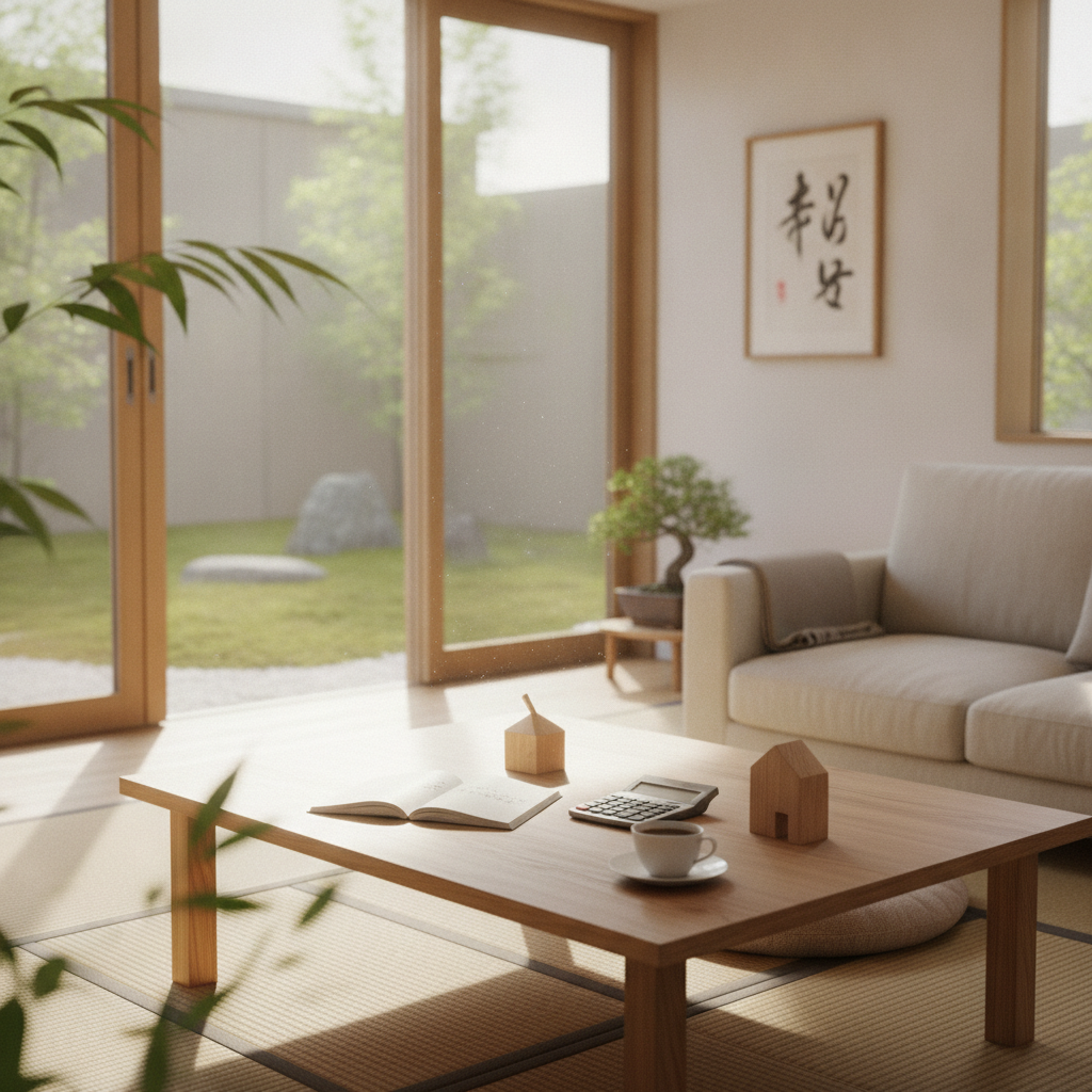 住宅ローン金利を落ち着いて考える明るいリビング