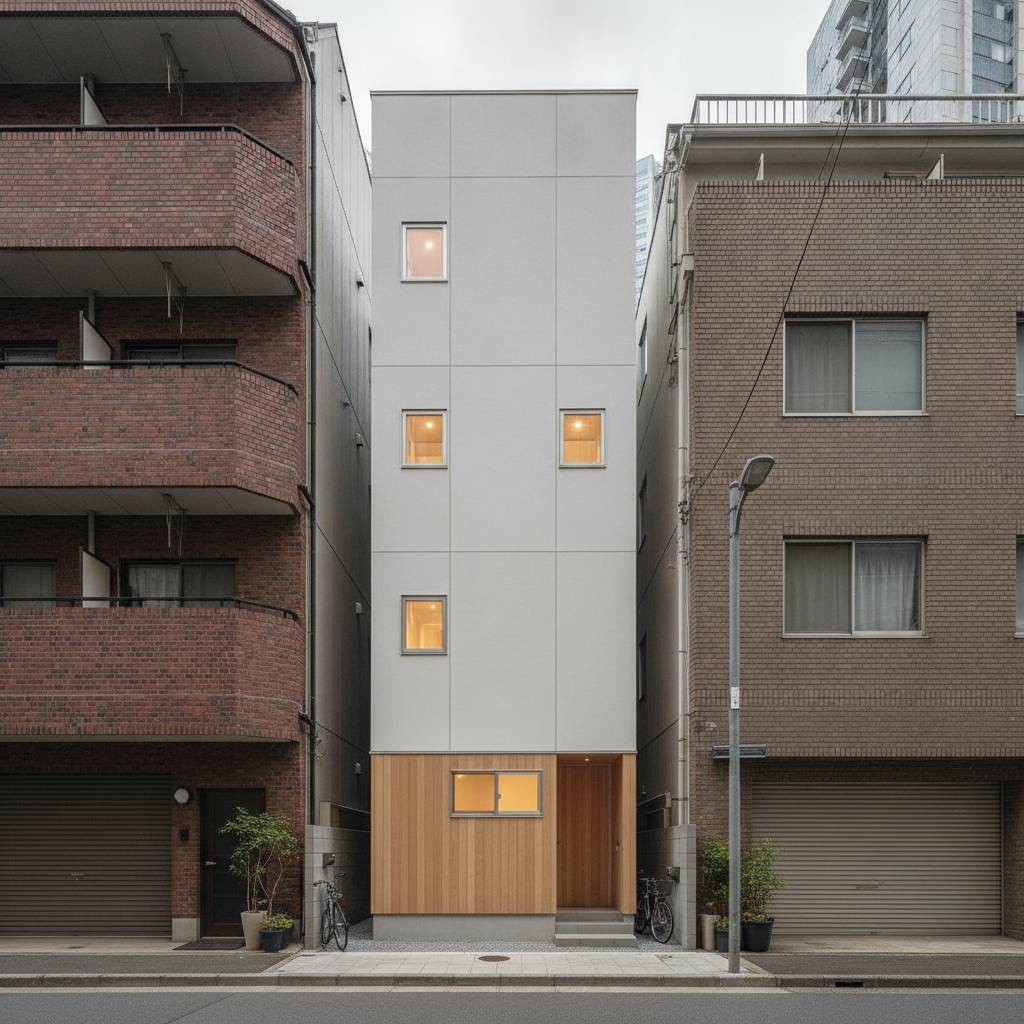 都市部の狭小地に建つコンパクトで高断熱な省エネ住宅
