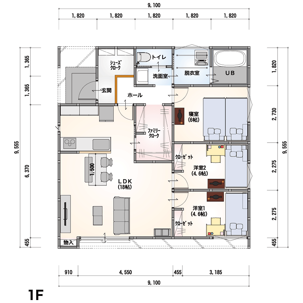 THE BASE 1F-1-WN 間取り図