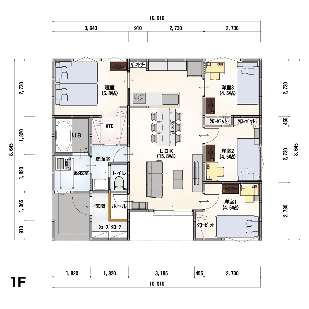平屋 4LDK 間取り図