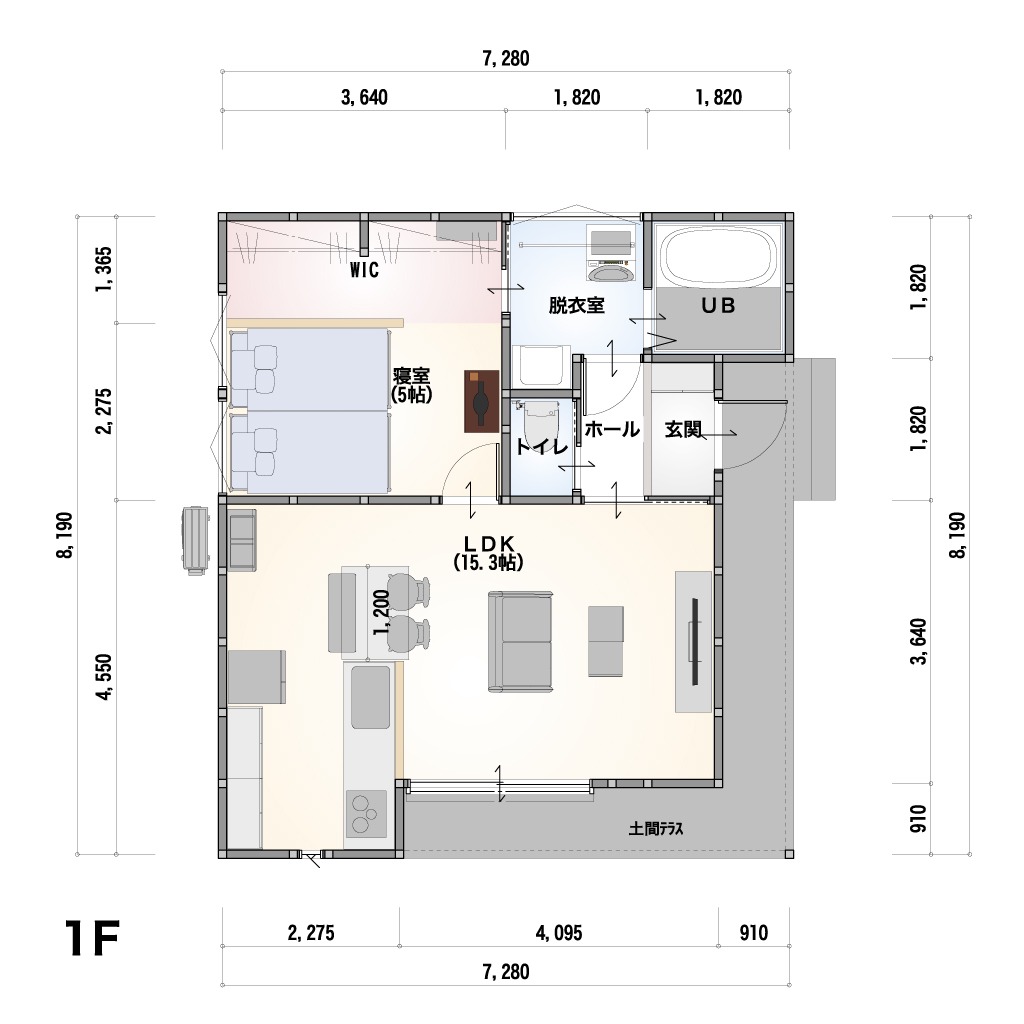 THE BASE 1F-15-E 間取り図