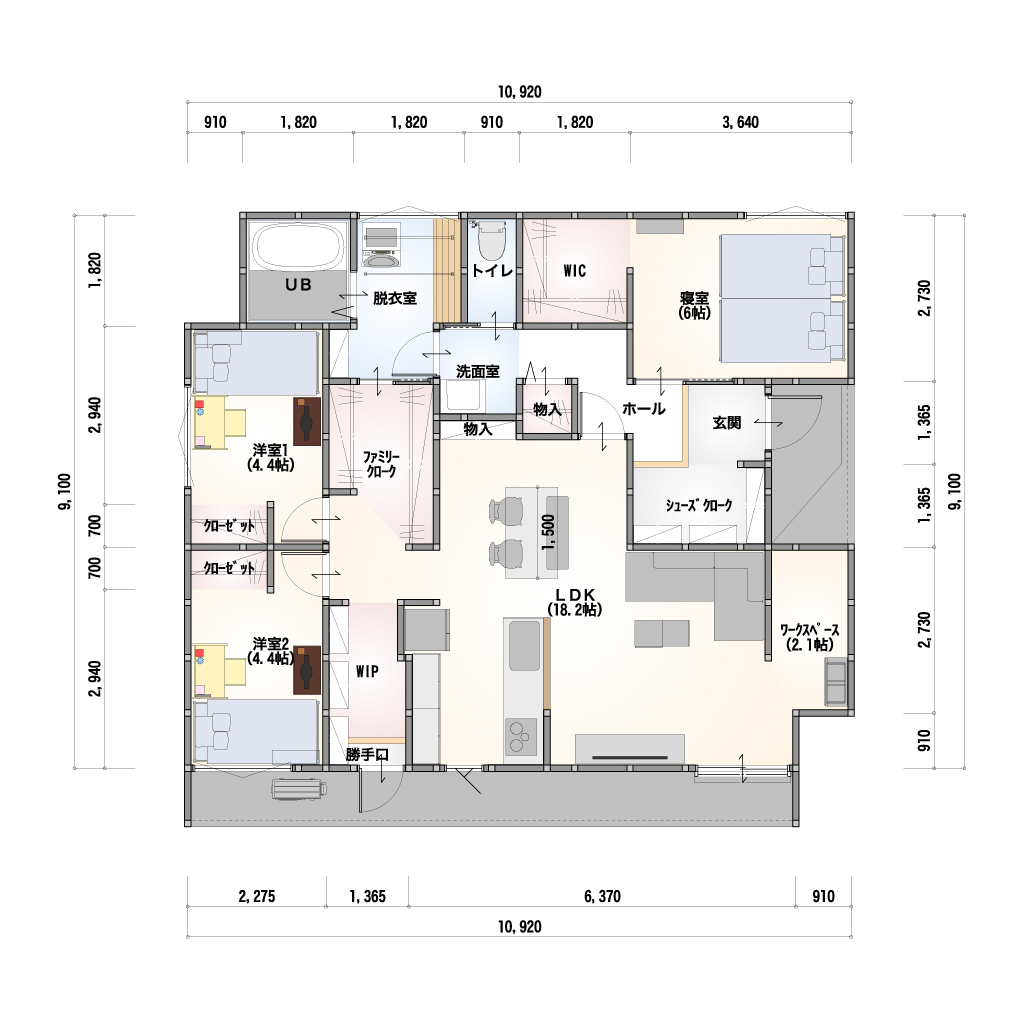 THE BASE 1F-18-E 間取り図