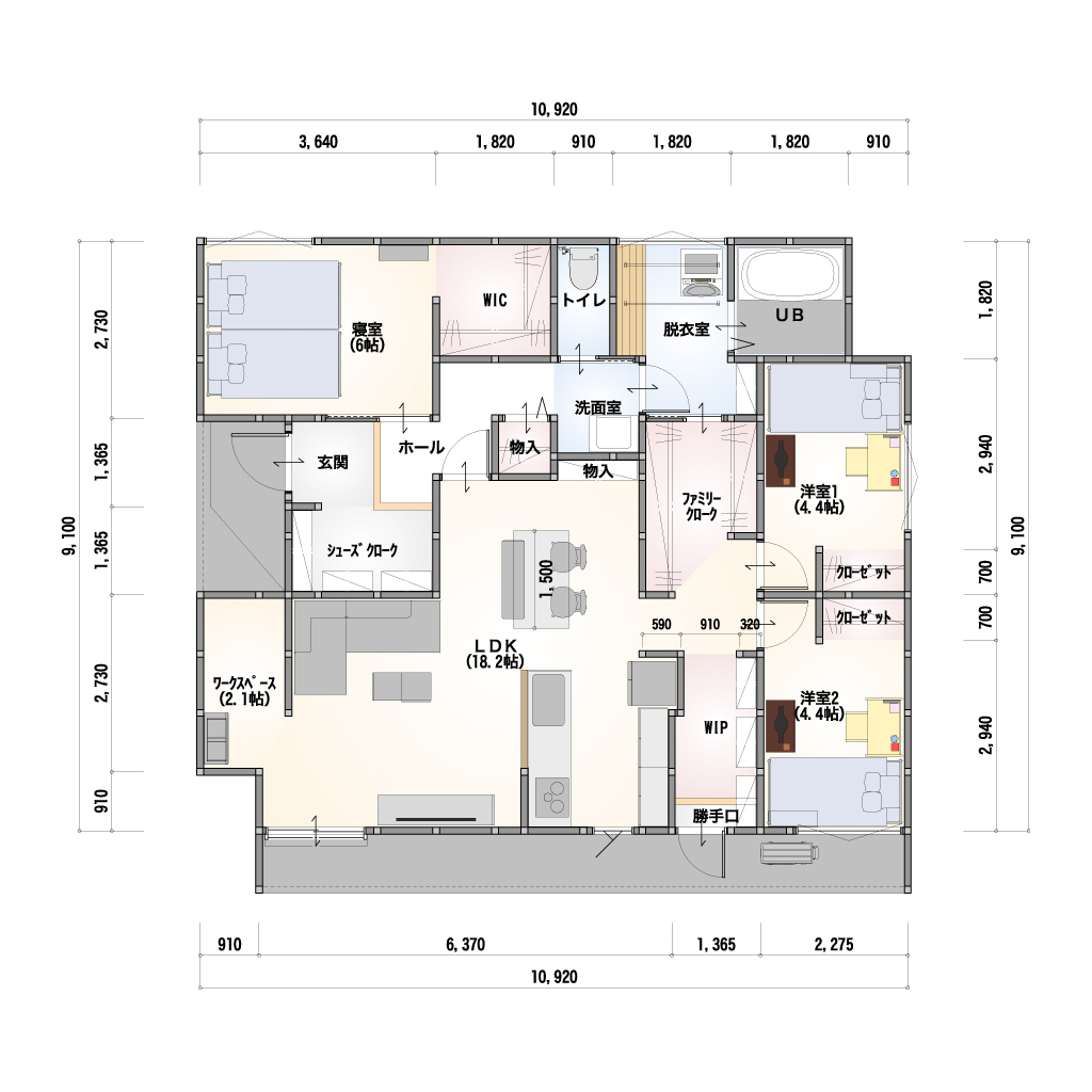 THE BASE 1F-18-W 間取り図