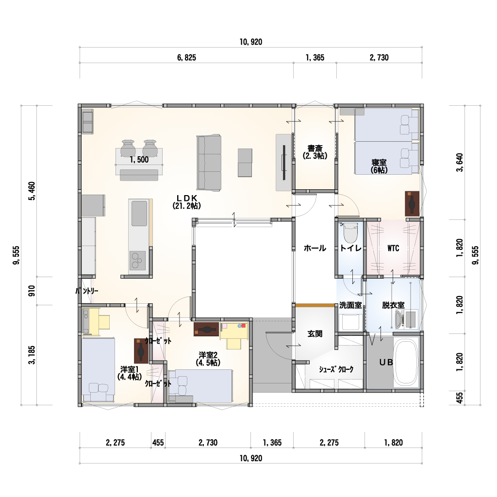 THE BASE 1F-22-SE 間取り図