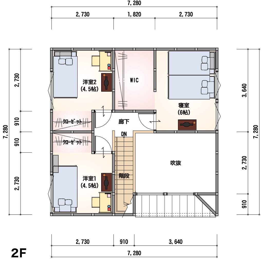 THE BASE 2F-1-S 2F間取り図