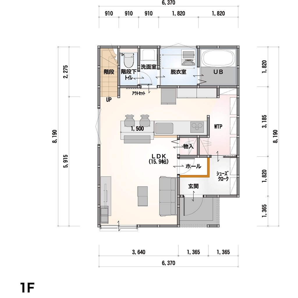 2F-4-SE 1階間取り図