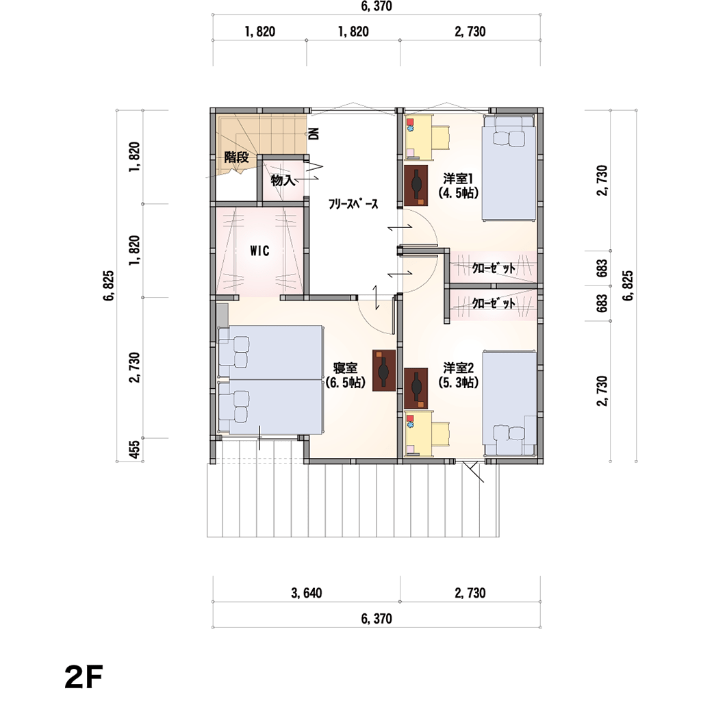 2F-4-SE 2階間取り図