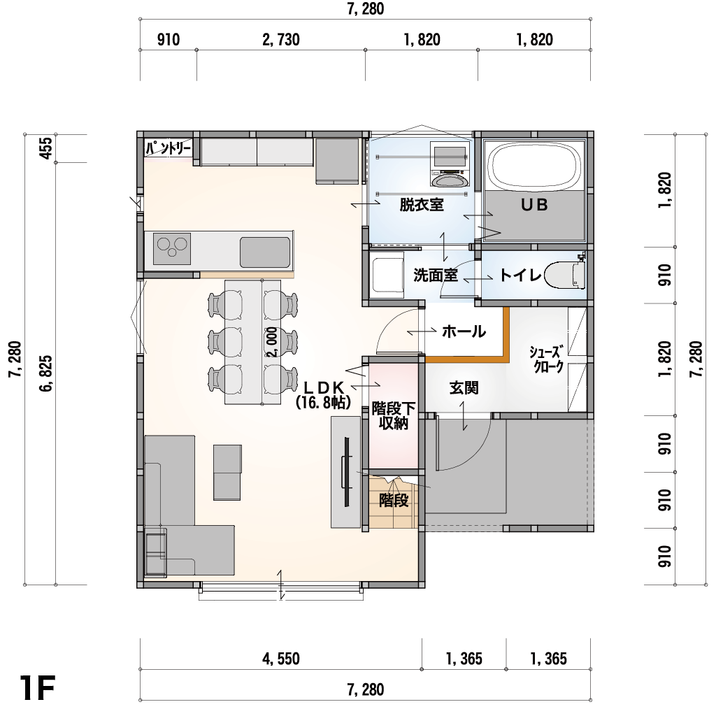 THE BASE 2F-6-SE 1階間取り図