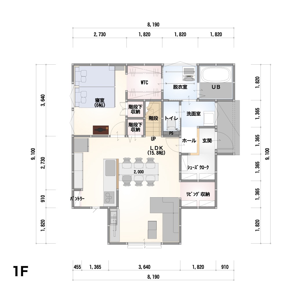 THE BASE 2F-12-E 1階間取り図