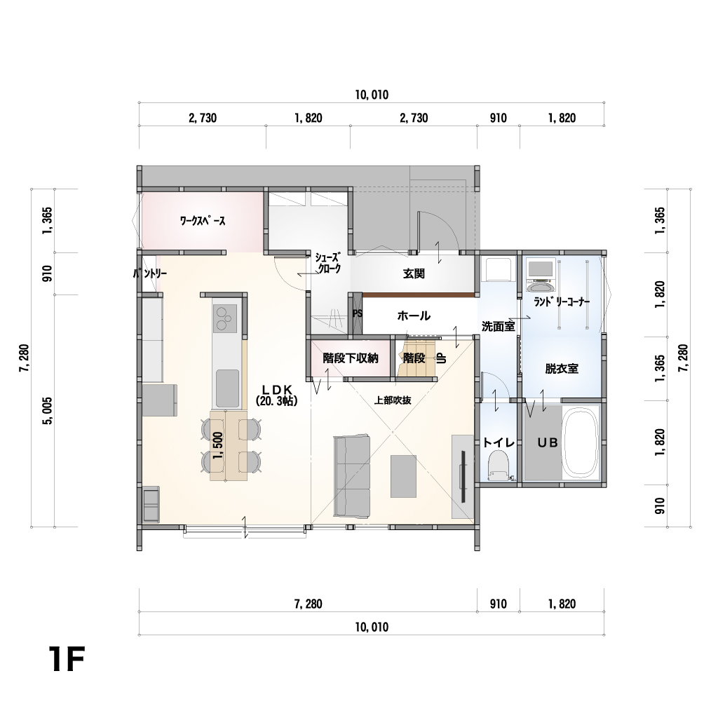 THE BASE 2F-19-EN 1階間取り図
