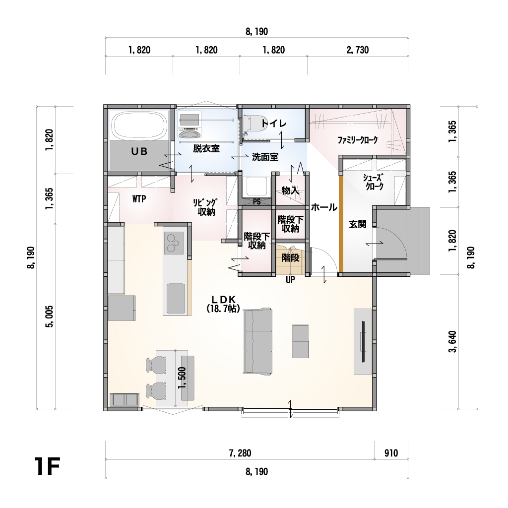 THE BASE 2F-23-E 1階間取り図