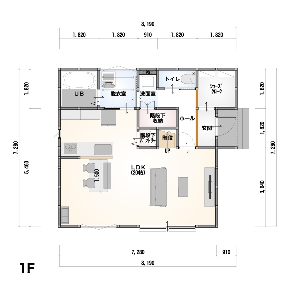 THE BASE 2F-27-E 1階間取り図