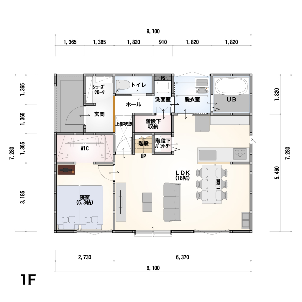 1F 間取り図