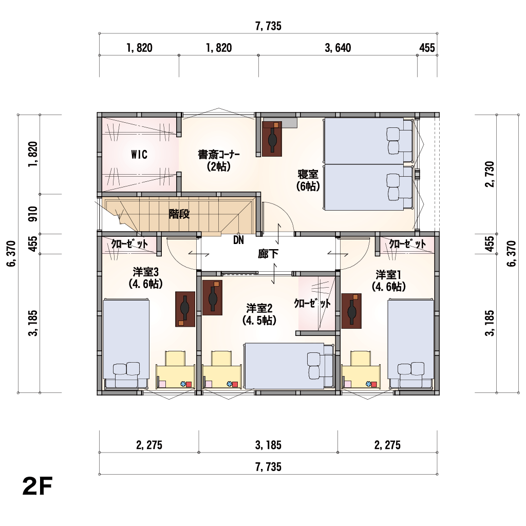 THE BASE 2F-7-E 2F 間取り図